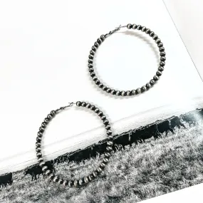 6mm Faux Navajo Pearl Hoop Earrings in Silver Tone