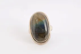 925 Silver Ring with 25.34tcw Labradorite Size 7.25 (12.44g.)