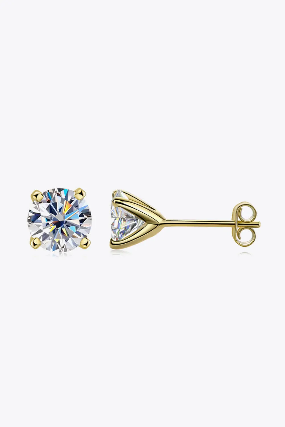 925 Sterling Silver 1 Carat Moissanite 4-Prong Stud Earrings