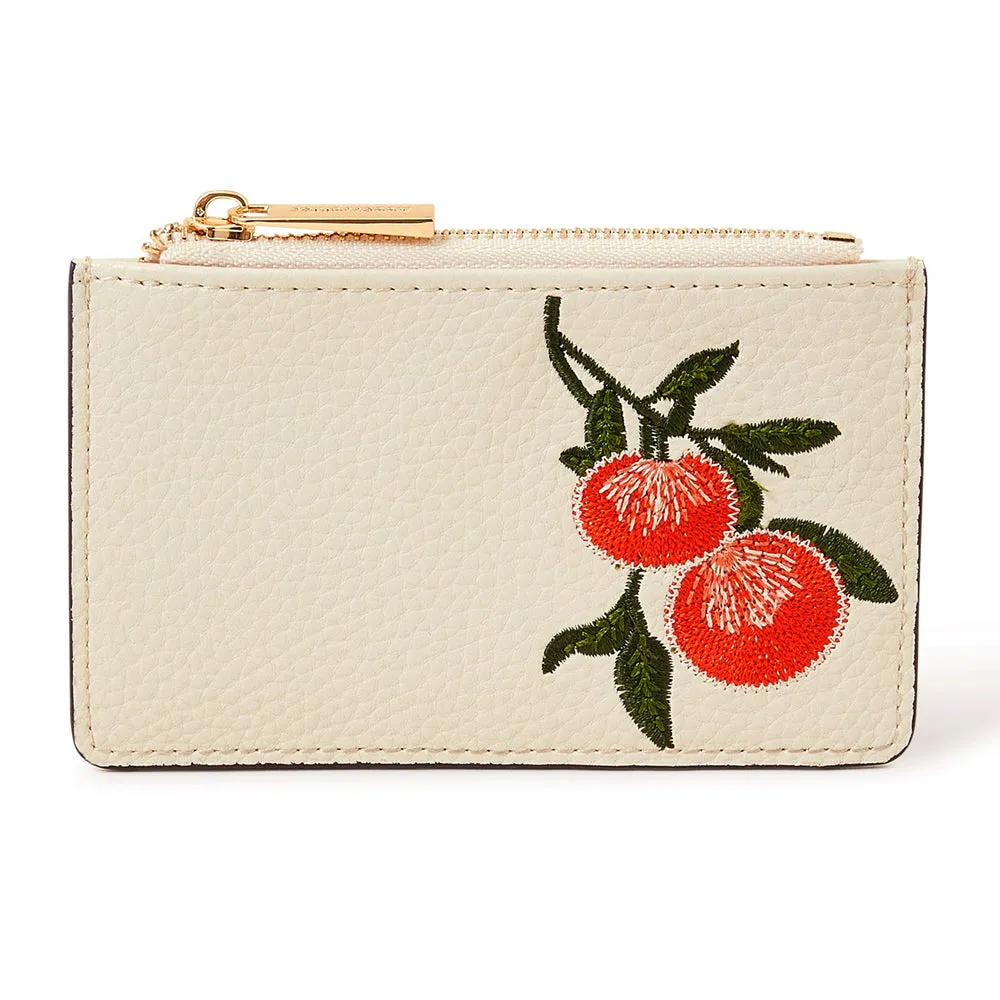 Accessorize London Cream Embroidered Fruit Cardholder