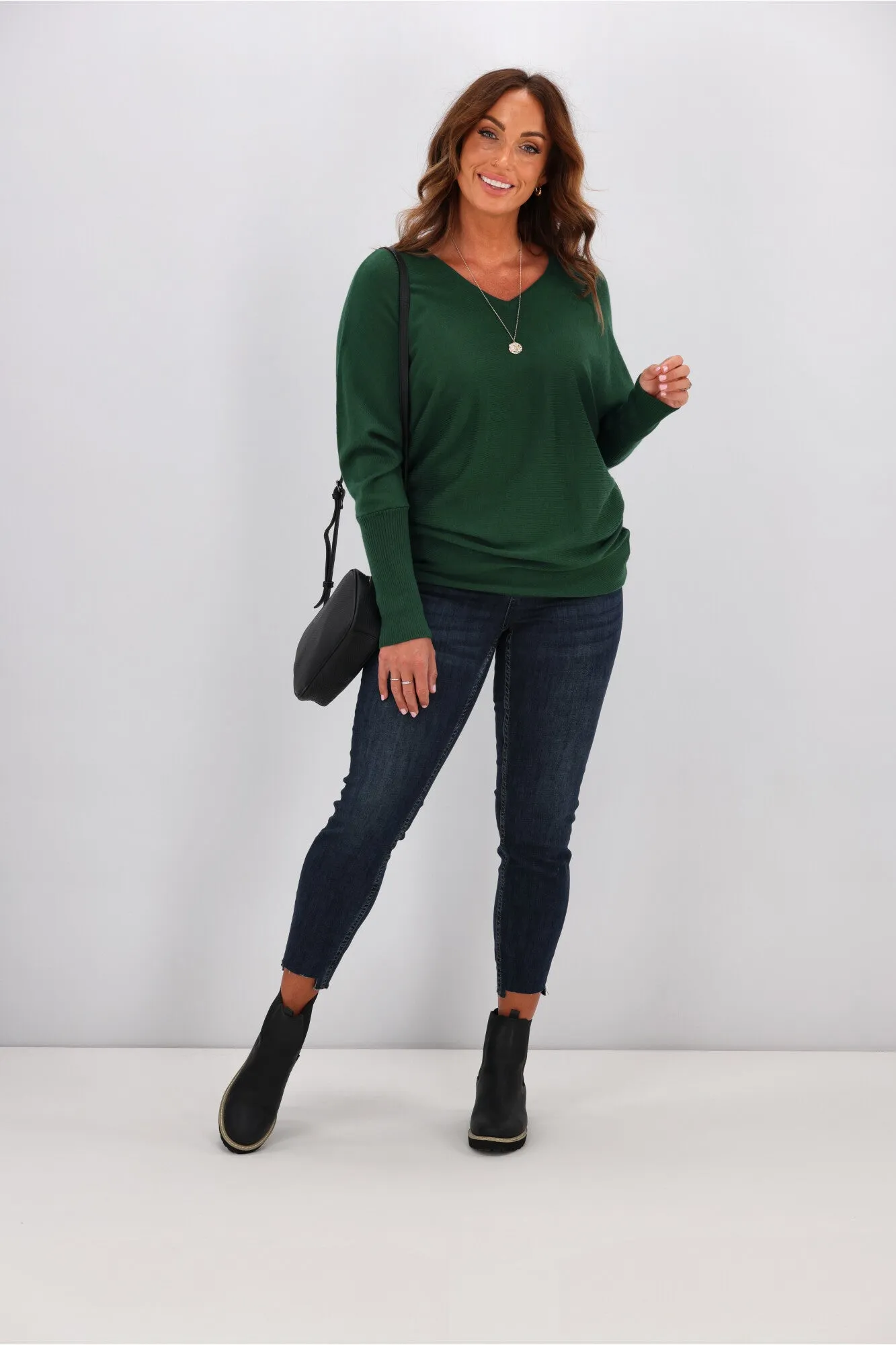 Alpine by Shine On Gigi Merino Batwing Top Forest