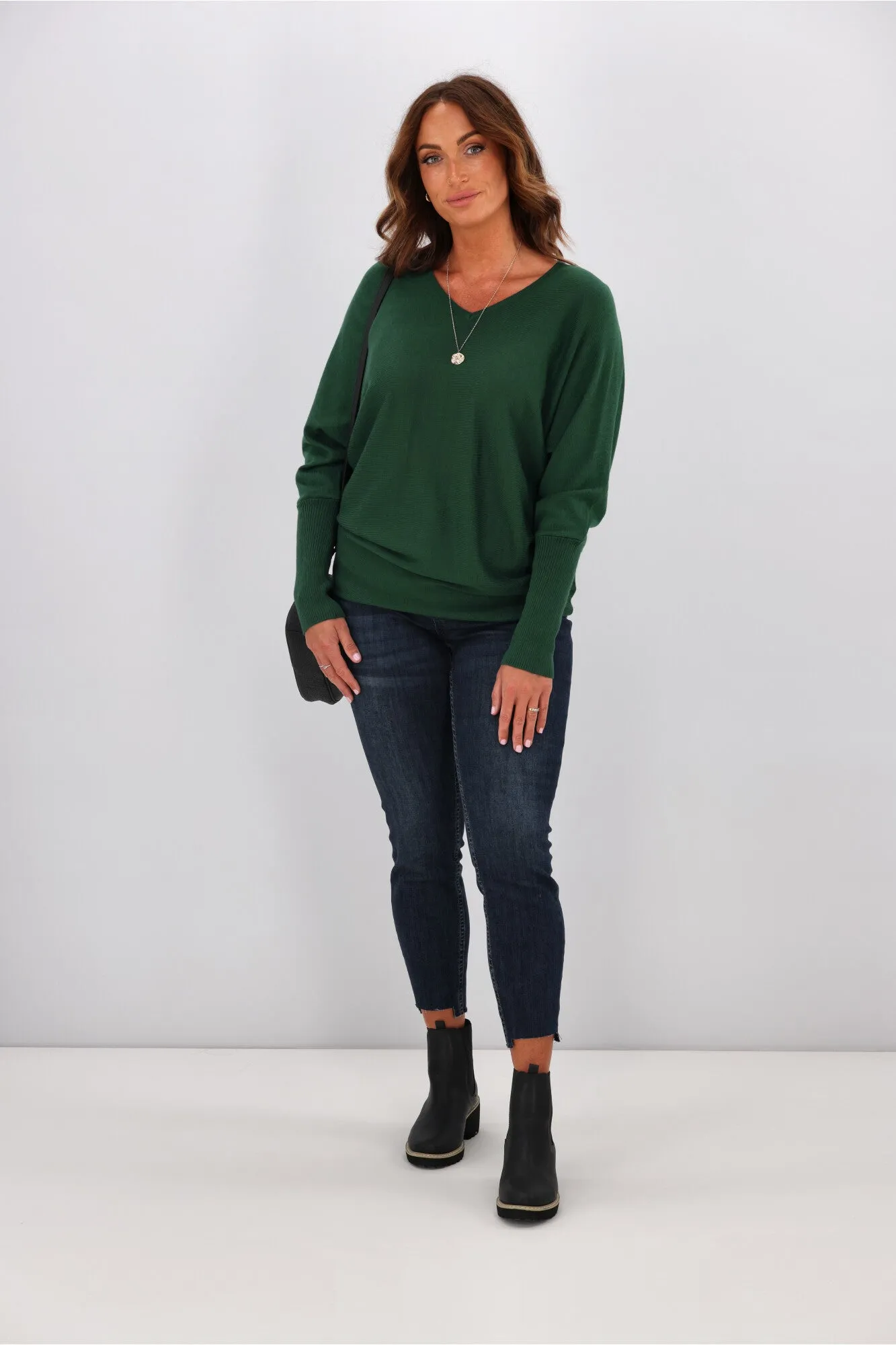 Alpine by Shine On Gigi Merino Batwing Top Forest