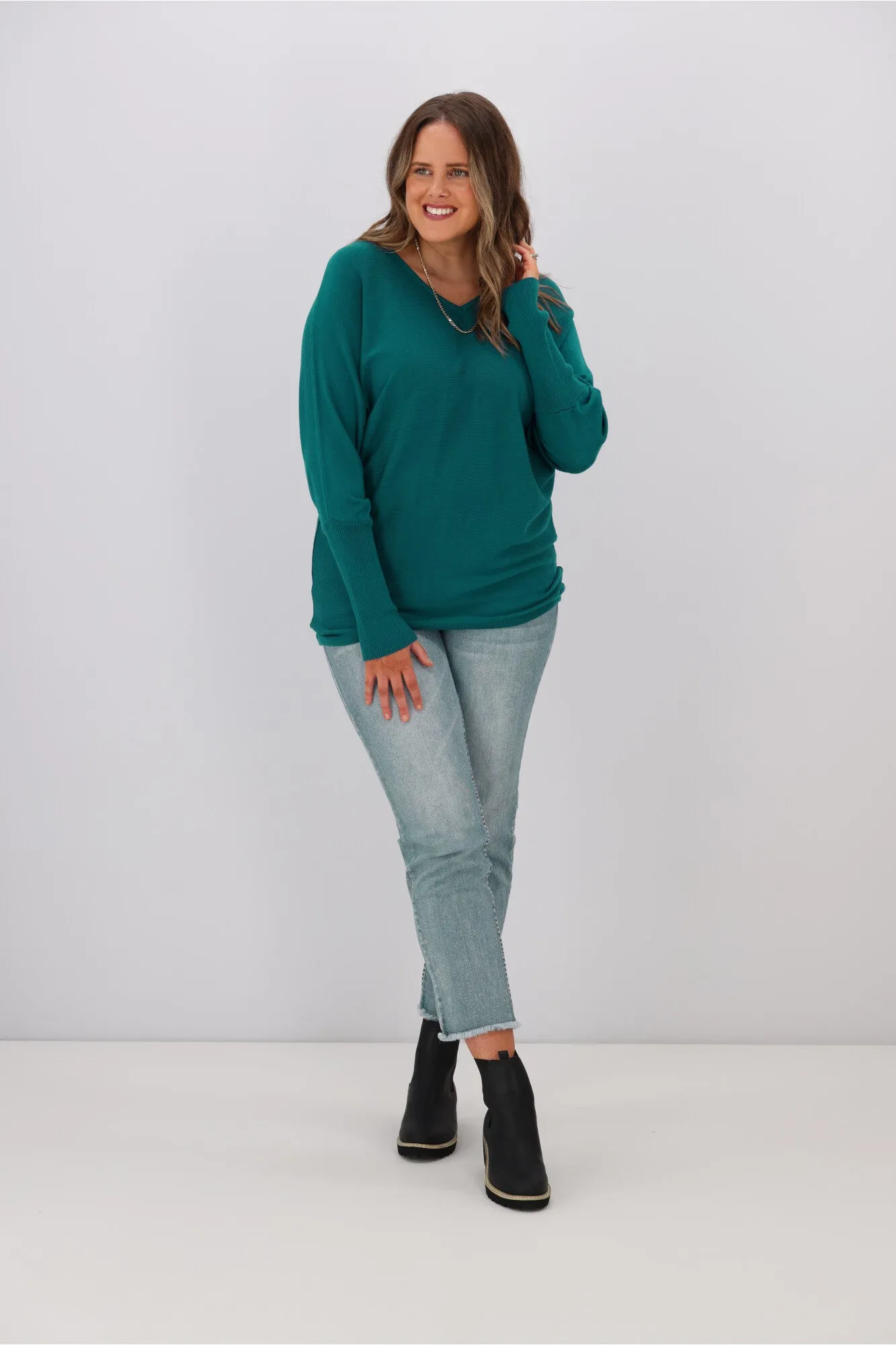 Alpine by Shine On Gigi Merino Batwing Top Teal