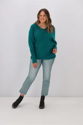 Alpine by Shine On Gigi Merino Batwing Top Teal