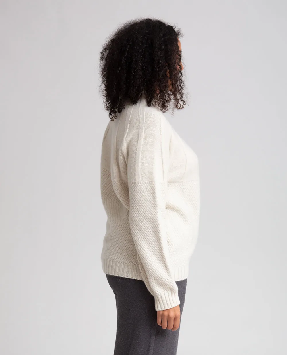 Blanche Lambs Wool Jumper In White Un-Dyed