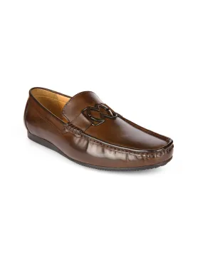 Bracket Buckled Brown Loafers