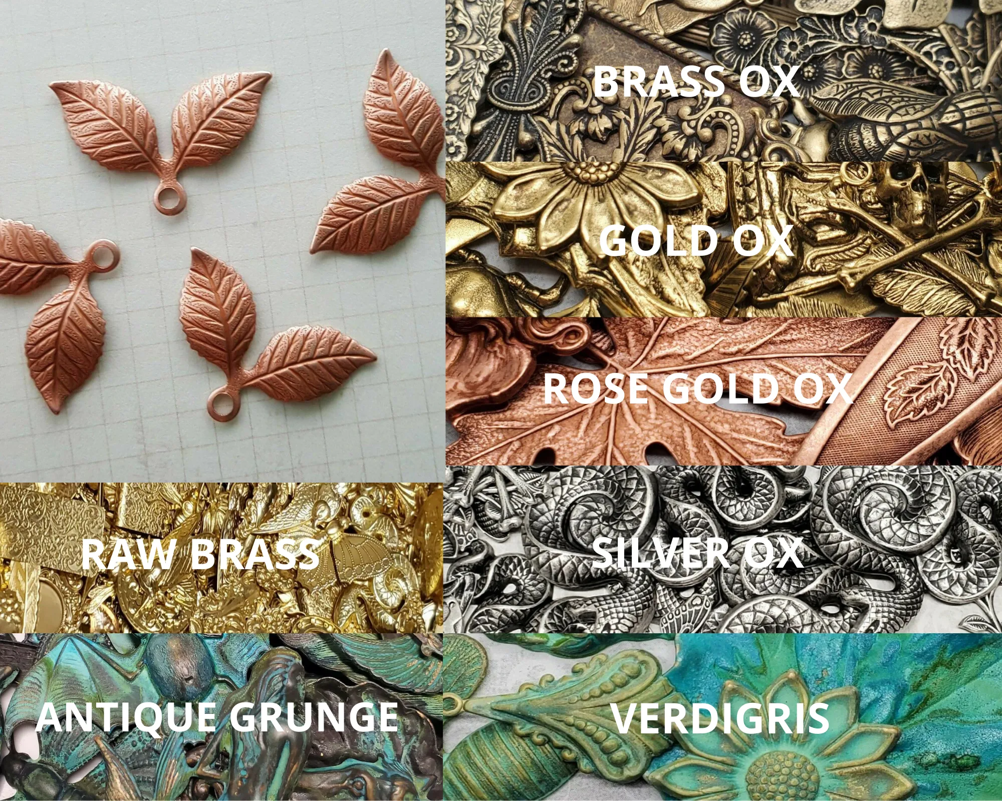 Brass double Leaf Charms x 4 - 3739S.