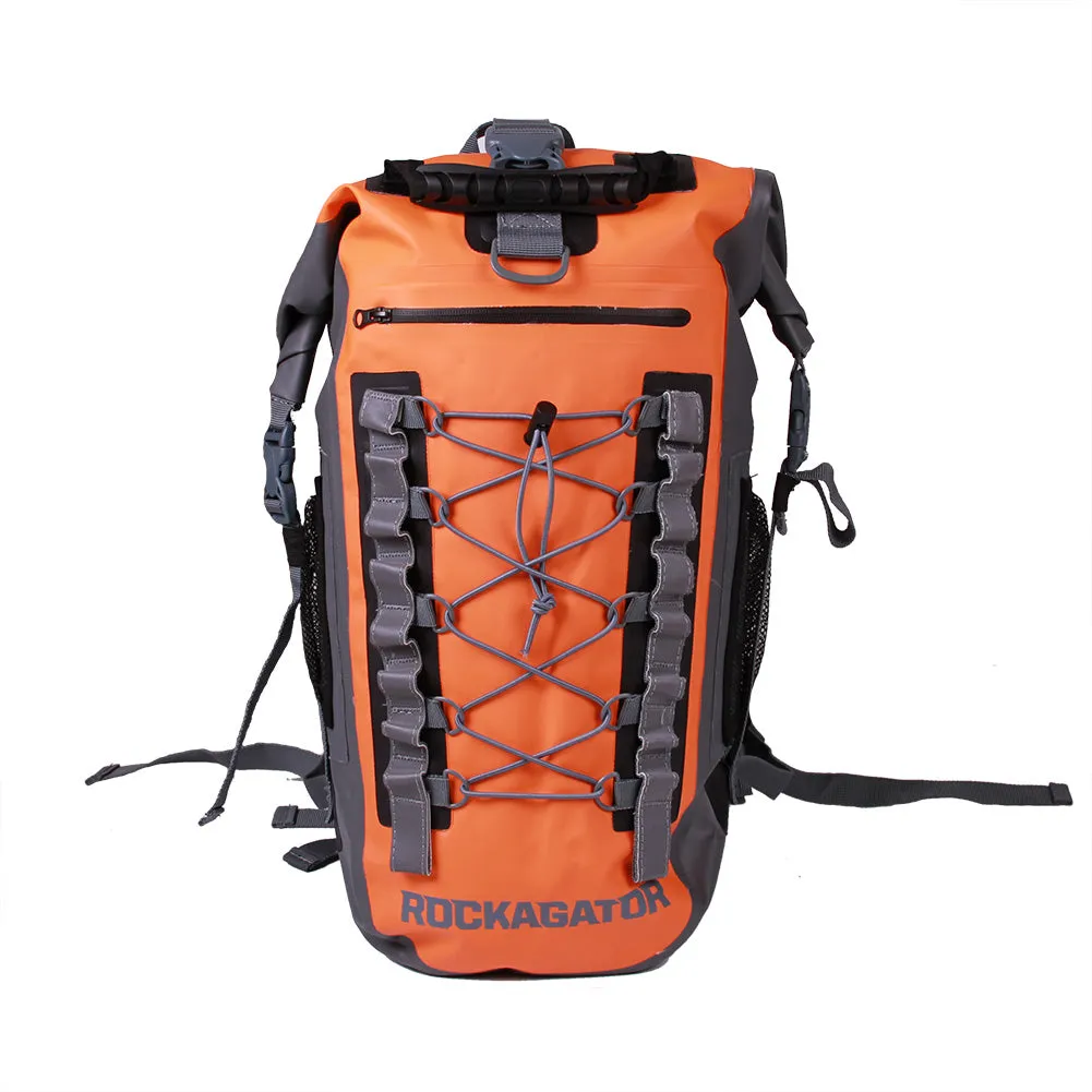 BUNDLE SPECIAL Rockagator Hydric Series 40 Liter Sunset Orange Waterproof Backpack & 2 DRY BAGS