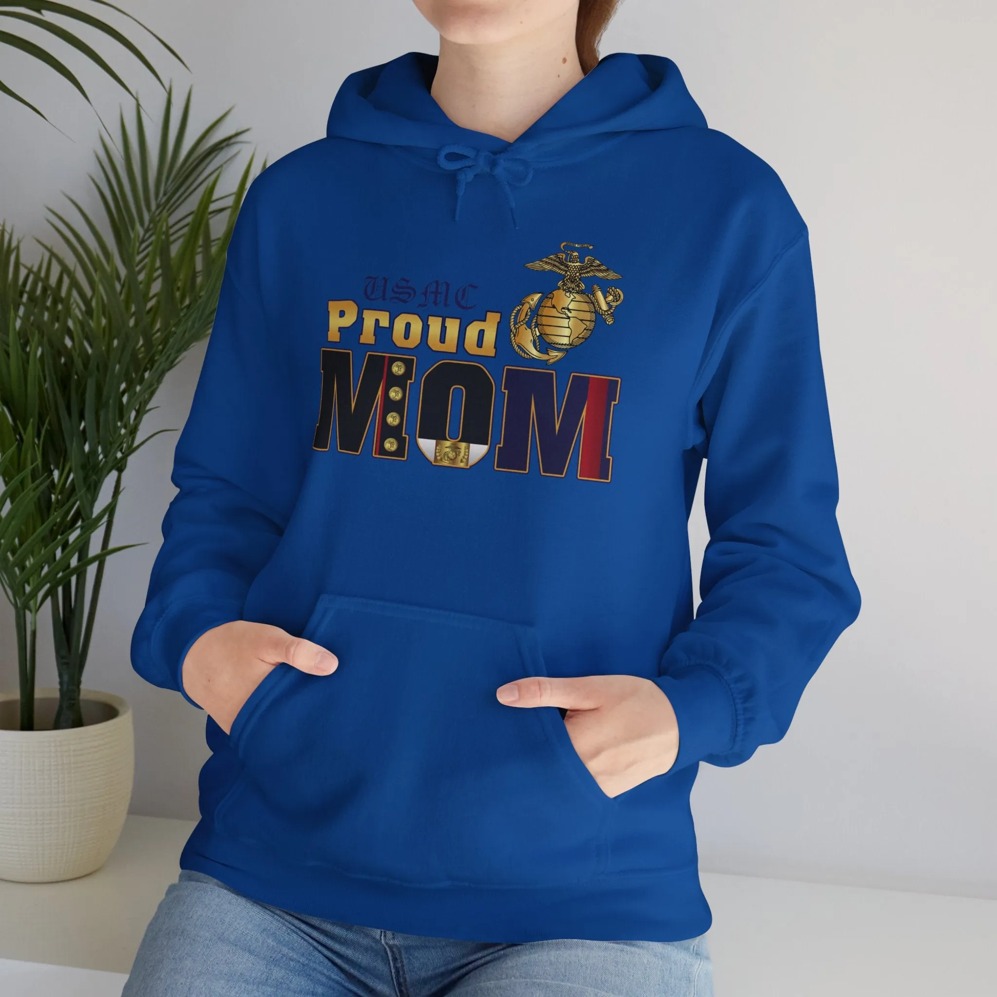 Hoodie: Dress Blue Proud Mom (Your Choice of Colors)