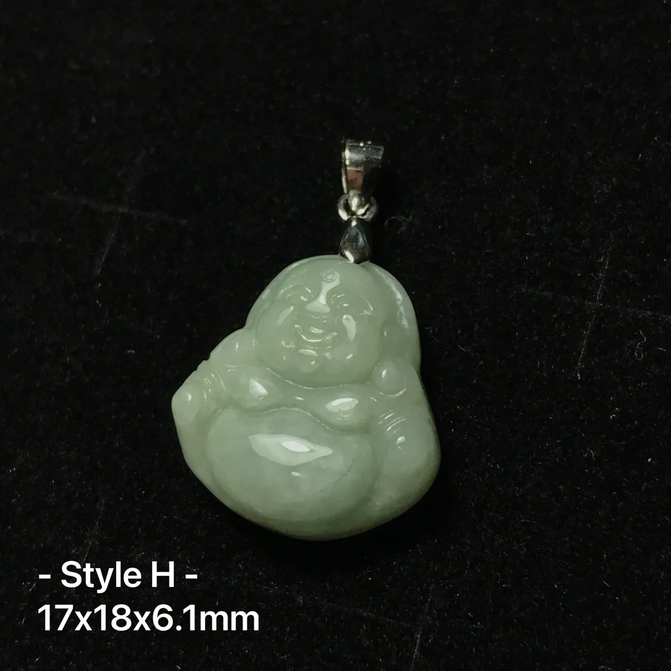 Jadeite Maitreya Happy Buddha Pendant with Sterling Silver | Handmade Natural Healing Gemstone Part | 4th Heart Chakra Lower Blood Pressure