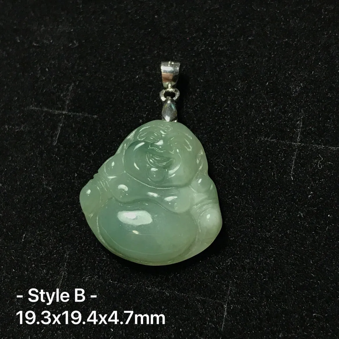 Jadeite Maitreya Happy Buddha Pendant with Sterling Silver | Handmade Natural Healing Gemstone Part | 4th Heart Chakra Lower Blood Pressure