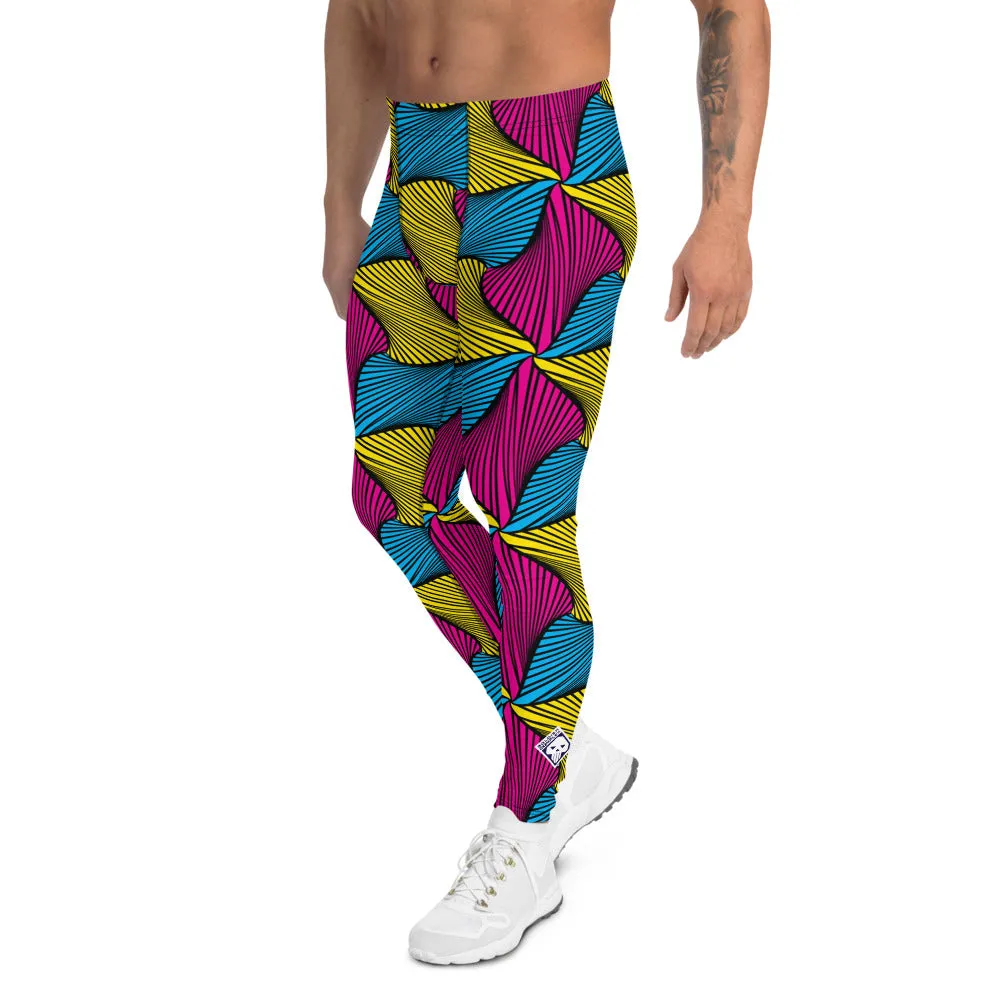 Men's Ankara Wax Print Athletic Leggings for Running, Gym, Jiu-Jitsu and MMA