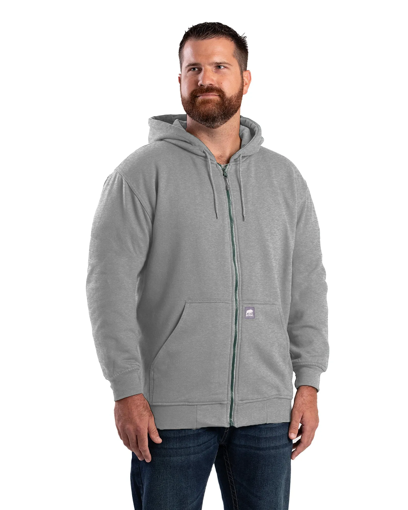 Men's Thermal-Lined Full-Zip Grey Hoodie