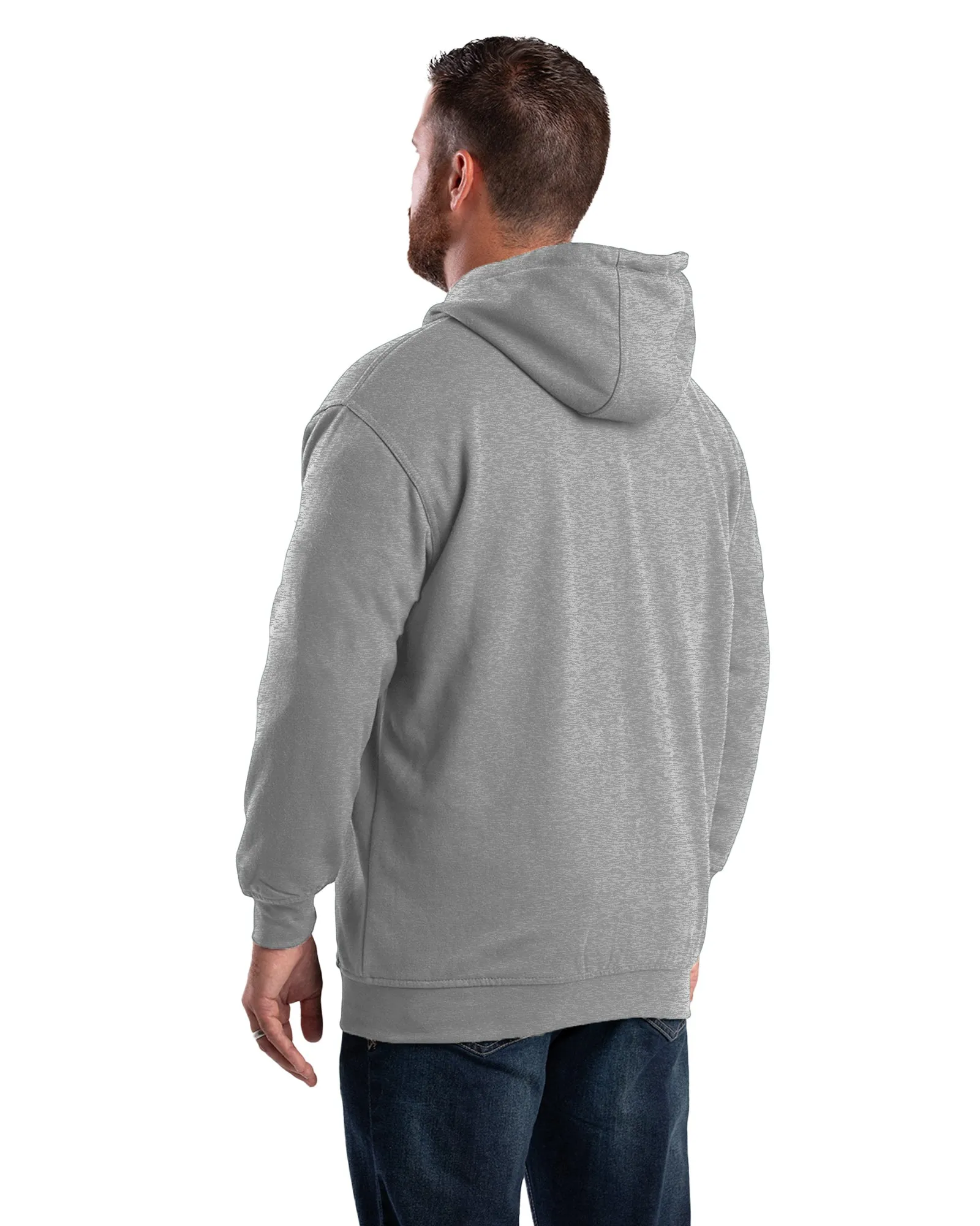 Men's Thermal-Lined Full-Zip Grey Hoodie