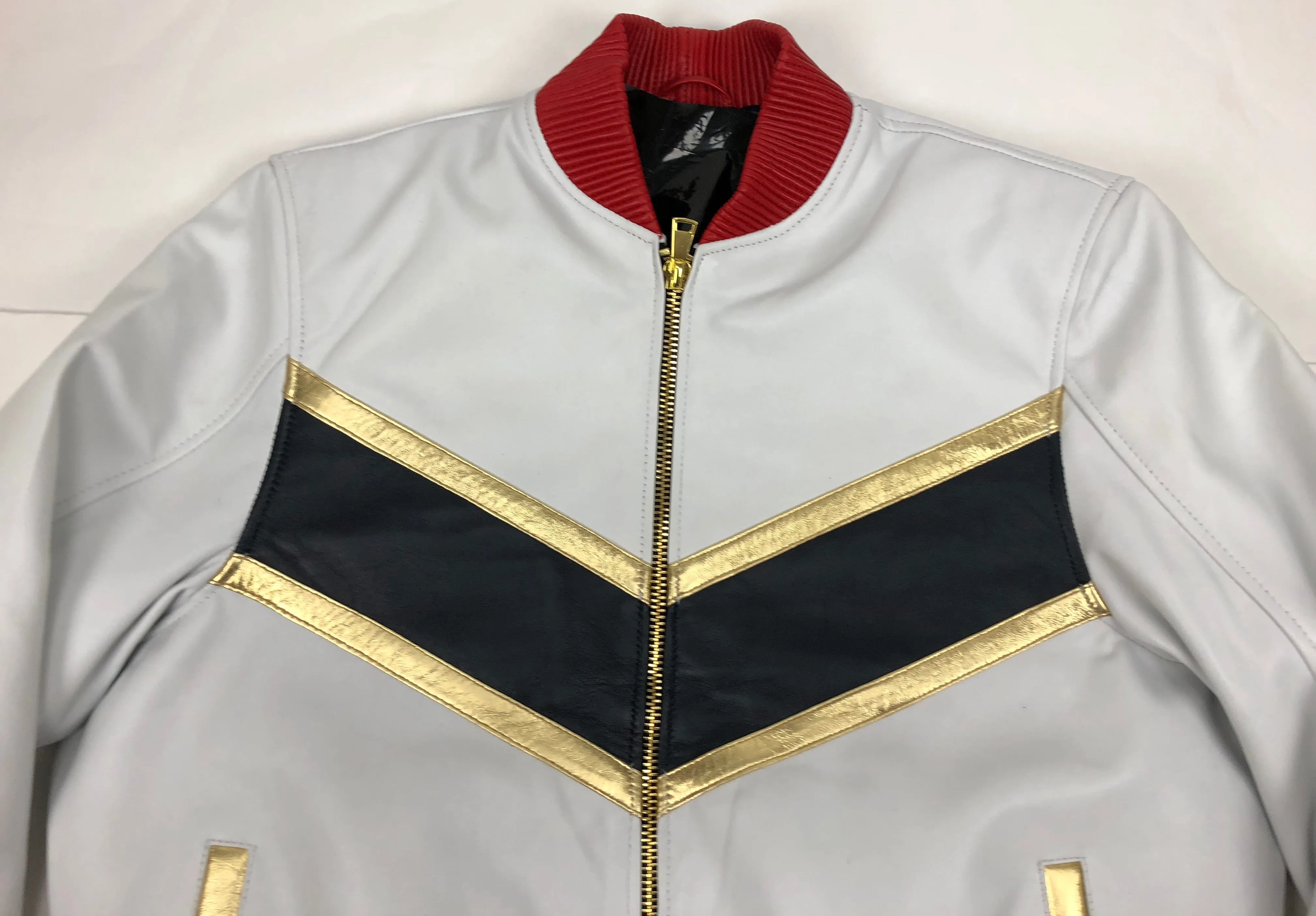 Men's V-Bomber Baseball Jacket [Gold/White/Navy]