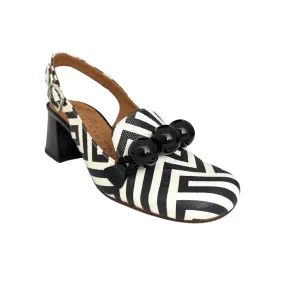 Moby Black/White Geometric Print Heel