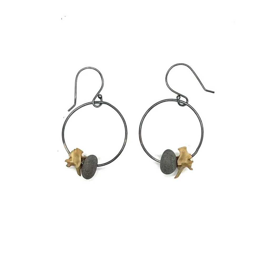 Rock and Bone Hoop Earrings