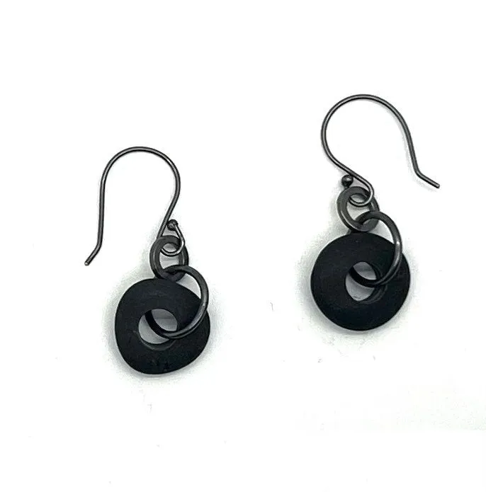 Rock Earrings with Silver Ring.