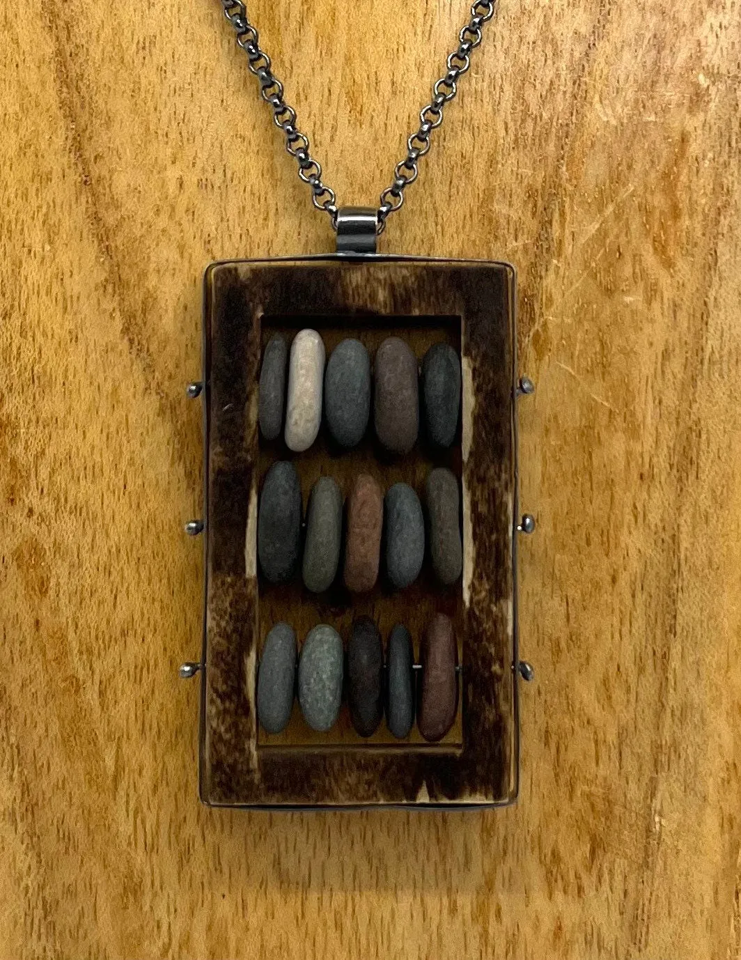 Wood Abacus Frame Necklace