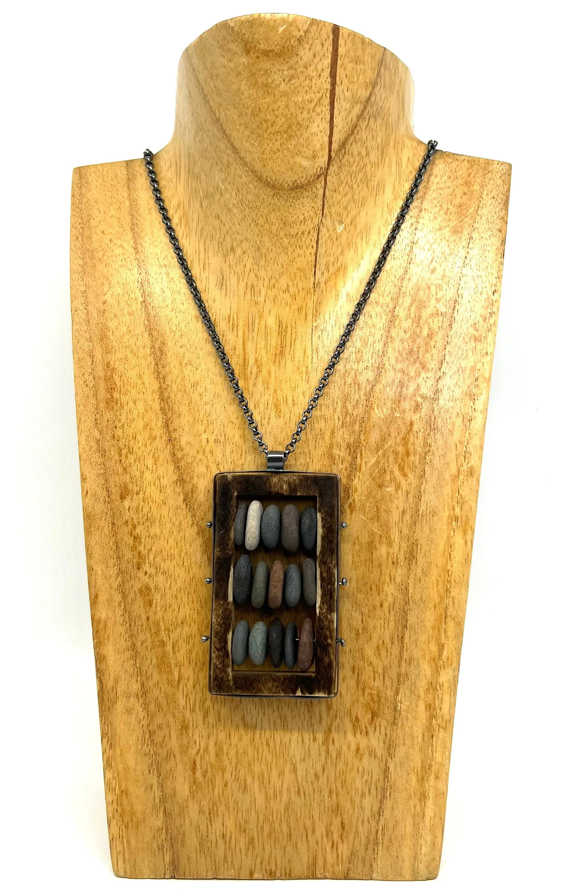 Wood Abacus Frame Necklace